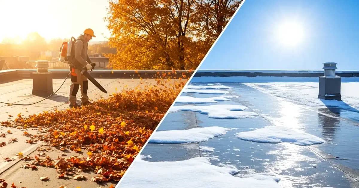 Seasonal roof care of flat roof