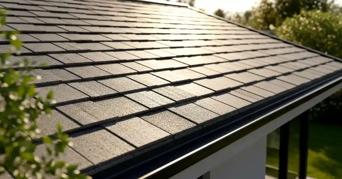 A roof covered with recycled shingles